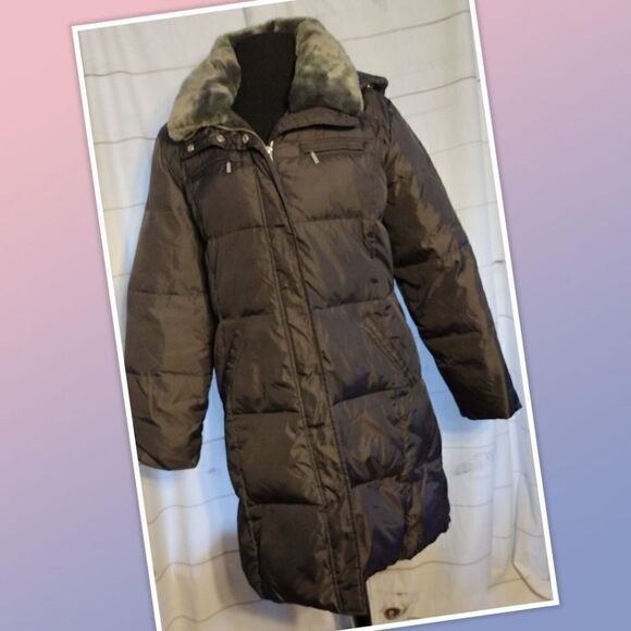 Michael Kors Puffer Coat Faux Fur Trimmed Removable Hood. No Size Tag Fits M/L - Picture 1 of 5